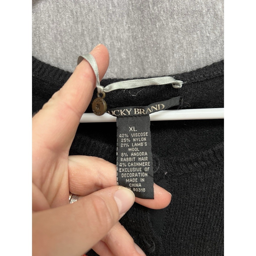 Lucky Brand Vintage Women's Black Floral Bird Embroidered Cardigan Size XL - Picture 6 of 8